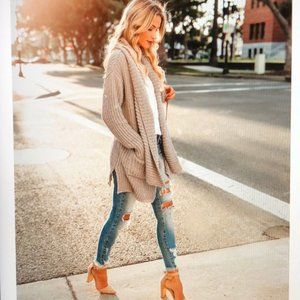 Vici Chenile Open Front Oversized Cardigan Sweater